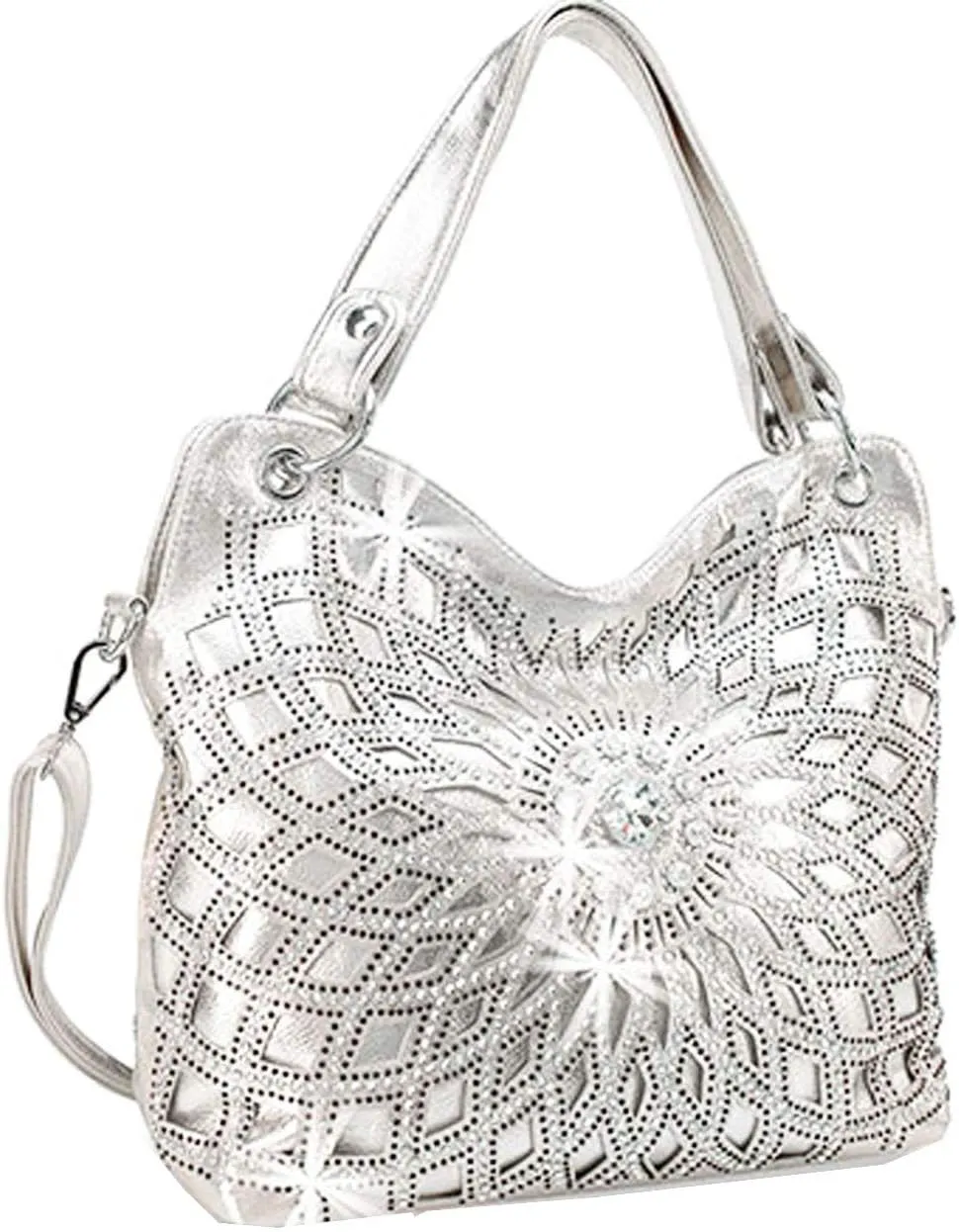 Double Handles Large Star Flower Bling Purse