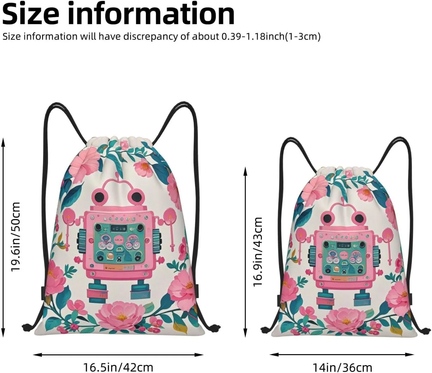 Drawstring Backpack Botanical Floral Sports Gym Bag String Bag Drawstring Bags for Yoga Travel