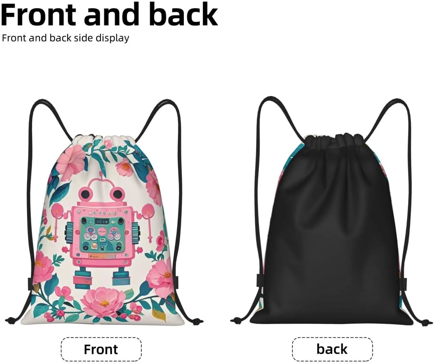 Drawstring Backpack Botanical Floral Sports Gym Bag String Bag Drawstring Bags for Yoga Travel
