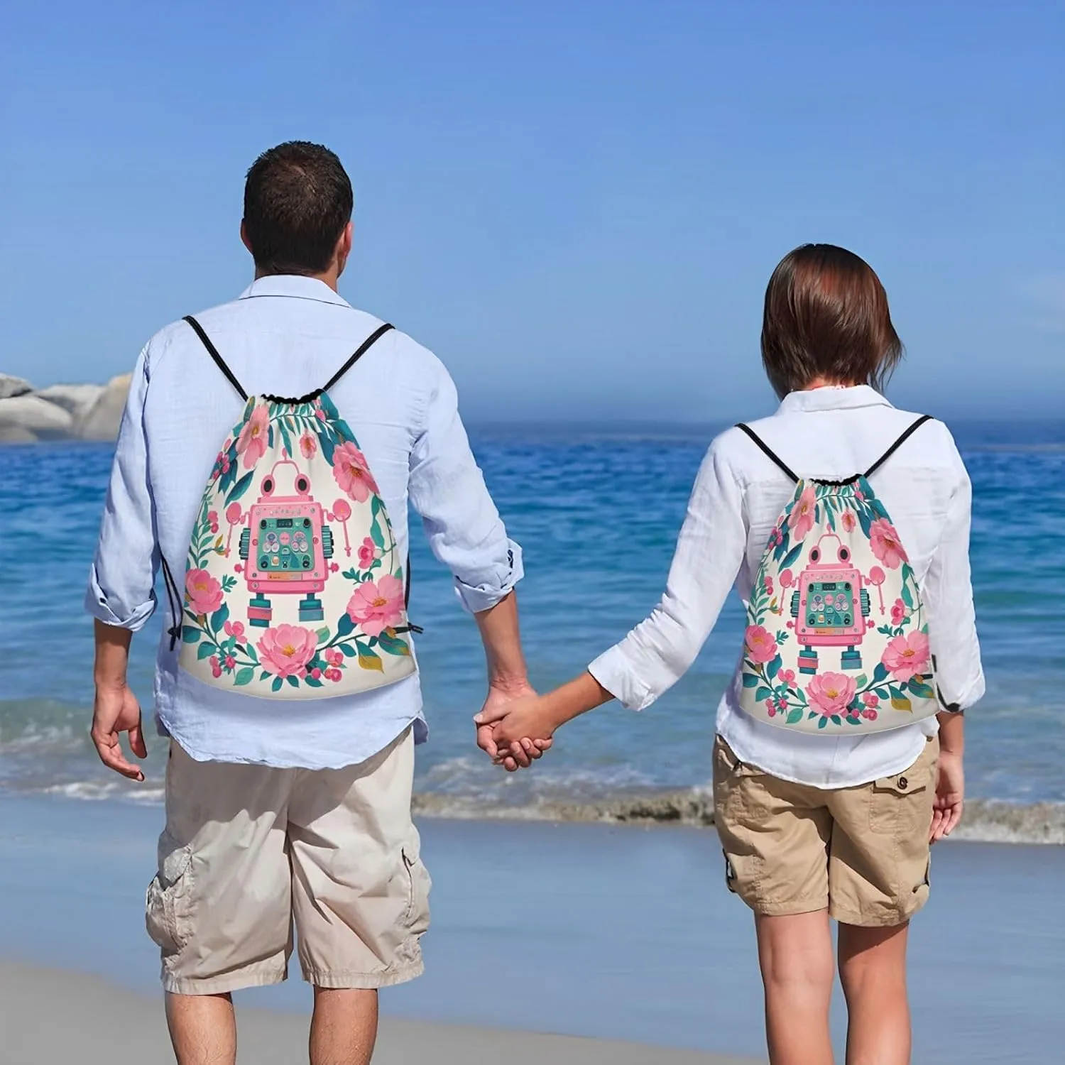 Drawstring Backpack Botanical Floral Sports Gym Bag String Bag Drawstring Bags for Yoga Travel