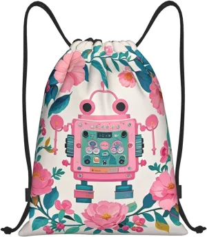 Drawstring Backpack Botanical Floral Sports Gym Bag String Bag Drawstring Bags for Yoga Travel