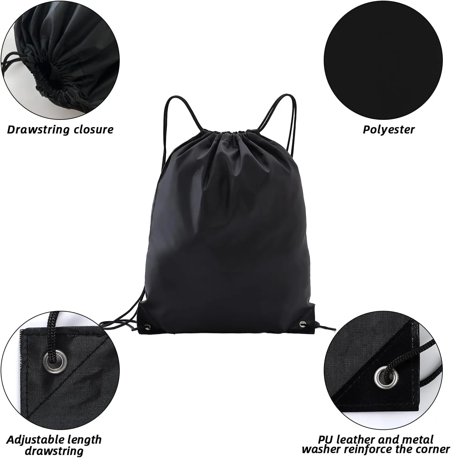 drawstring backpack, Drawstring Bags Bulk,20 Pcs Draw String Bags, Cinch Bag,essential for gym travel, unisex, loose and portable (20, Black)