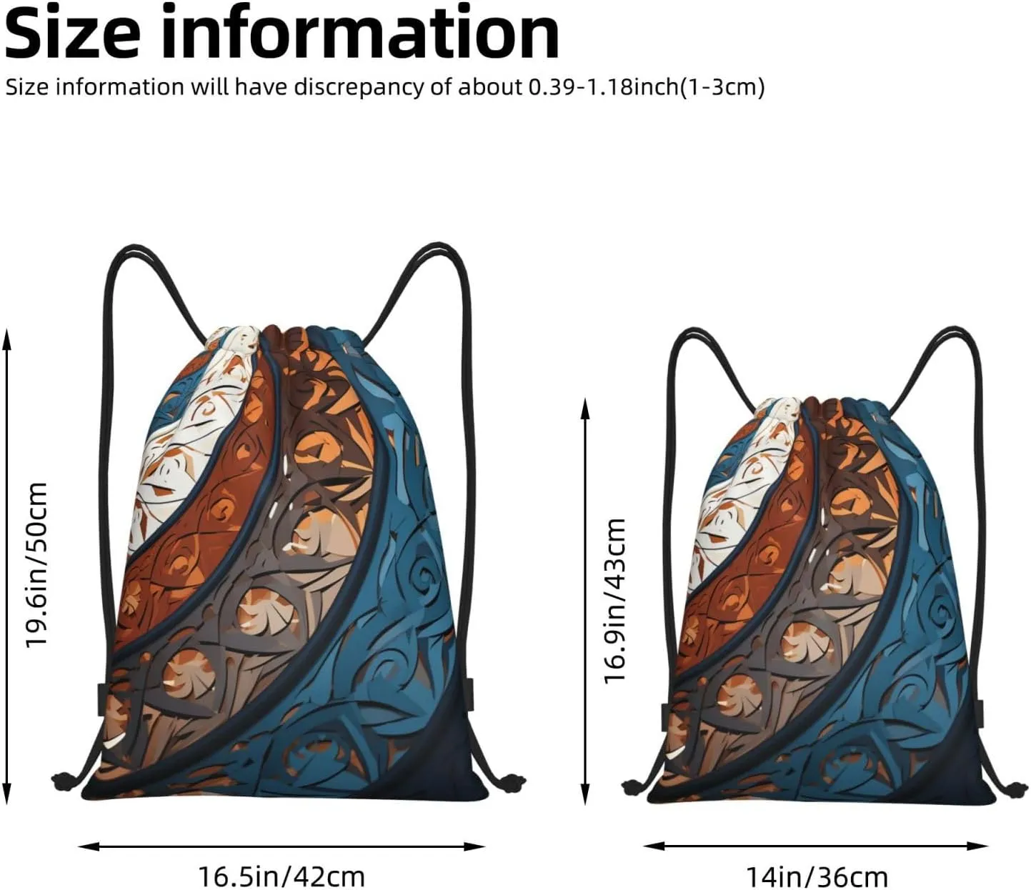 Drawstring Backpack Sports Gym Bag Spiral and curve patterns Drawstring Bags for Gym Sports Yoga Travel Medium