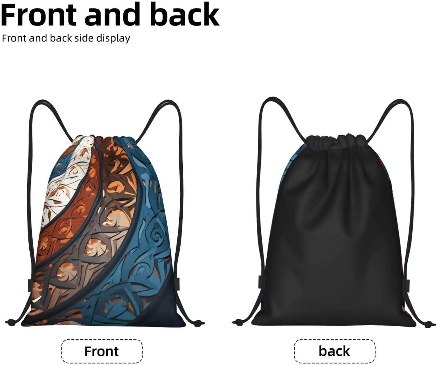 Drawstring Backpack Sports Gym Bag Spiral and curve patterns Drawstring Bags for Gym Sports Yoga Travel Medium