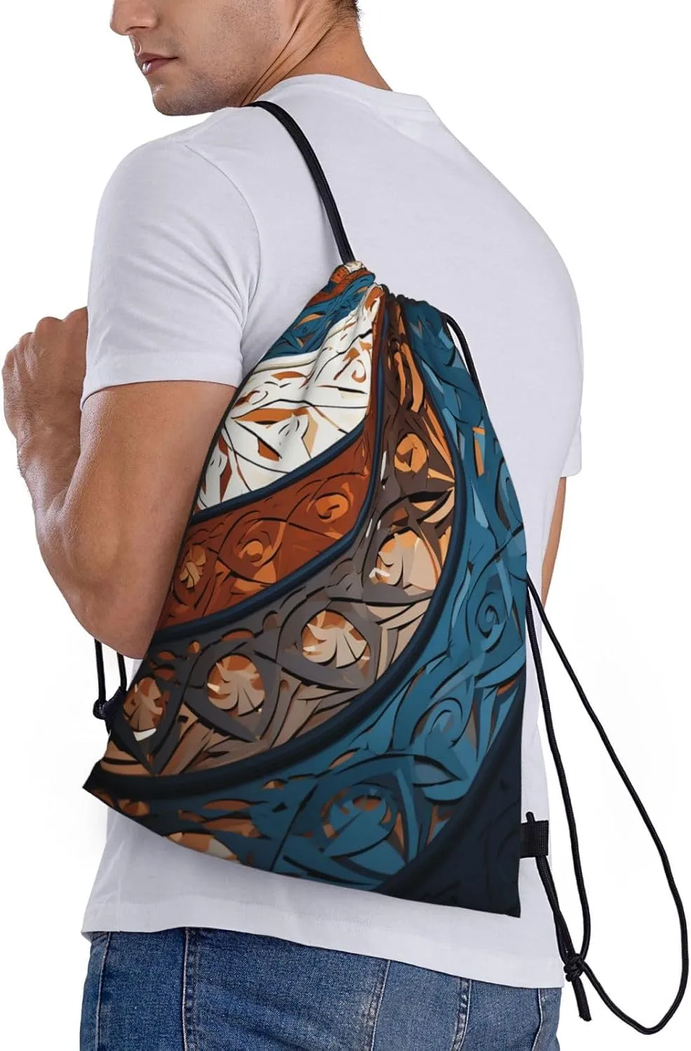 Drawstring Backpack Sports Gym Bag Spiral and curve patterns Drawstring Bags for Gym Sports Yoga Travel Medium
