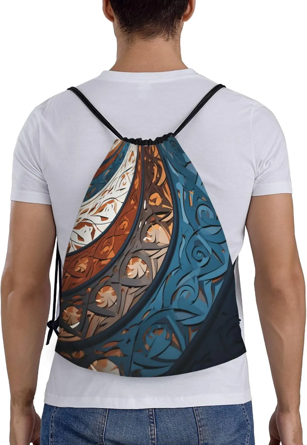 Drawstring Backpack Sports Gym Bag Spiral and curve patterns Drawstring Bags for Gym Sports Yoga Travel Medium