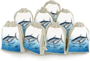Drawstring Bags for Crafts, Bluefin Tuna Thunnus Print Office Storage Pouches Portable Drawstring Pouches Handmade Drawstring Bags
