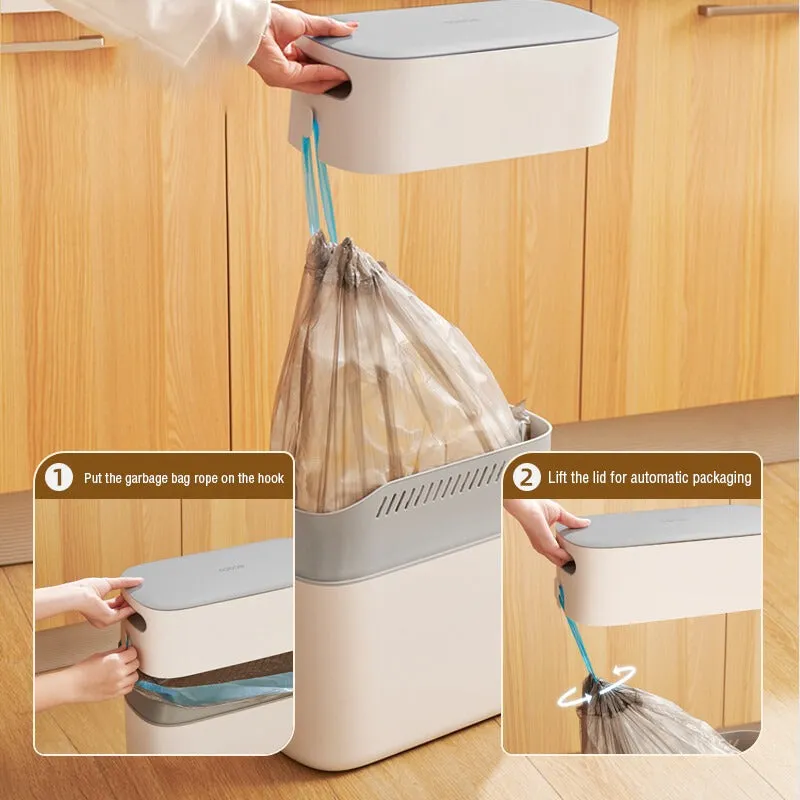 Drawstring Garbage Bags - Household Disposable Trash Pouches [5 Rolls]