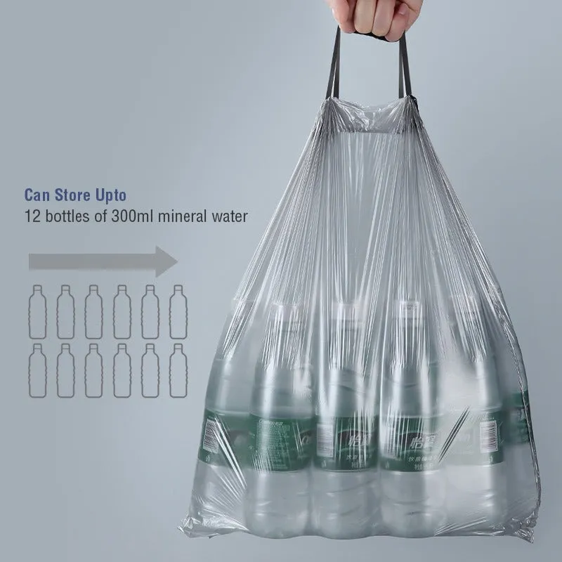 Drawstring Garbage Bags - Household Disposable Trash Pouches [5 Rolls]