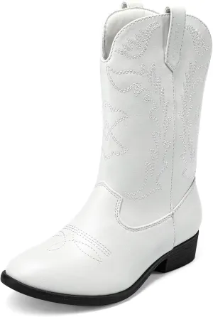 DREAM PAIRS Cowgirl Cowboy Western Boots Girls Mid Calf Riding Shoes Little Kid/Big Kid