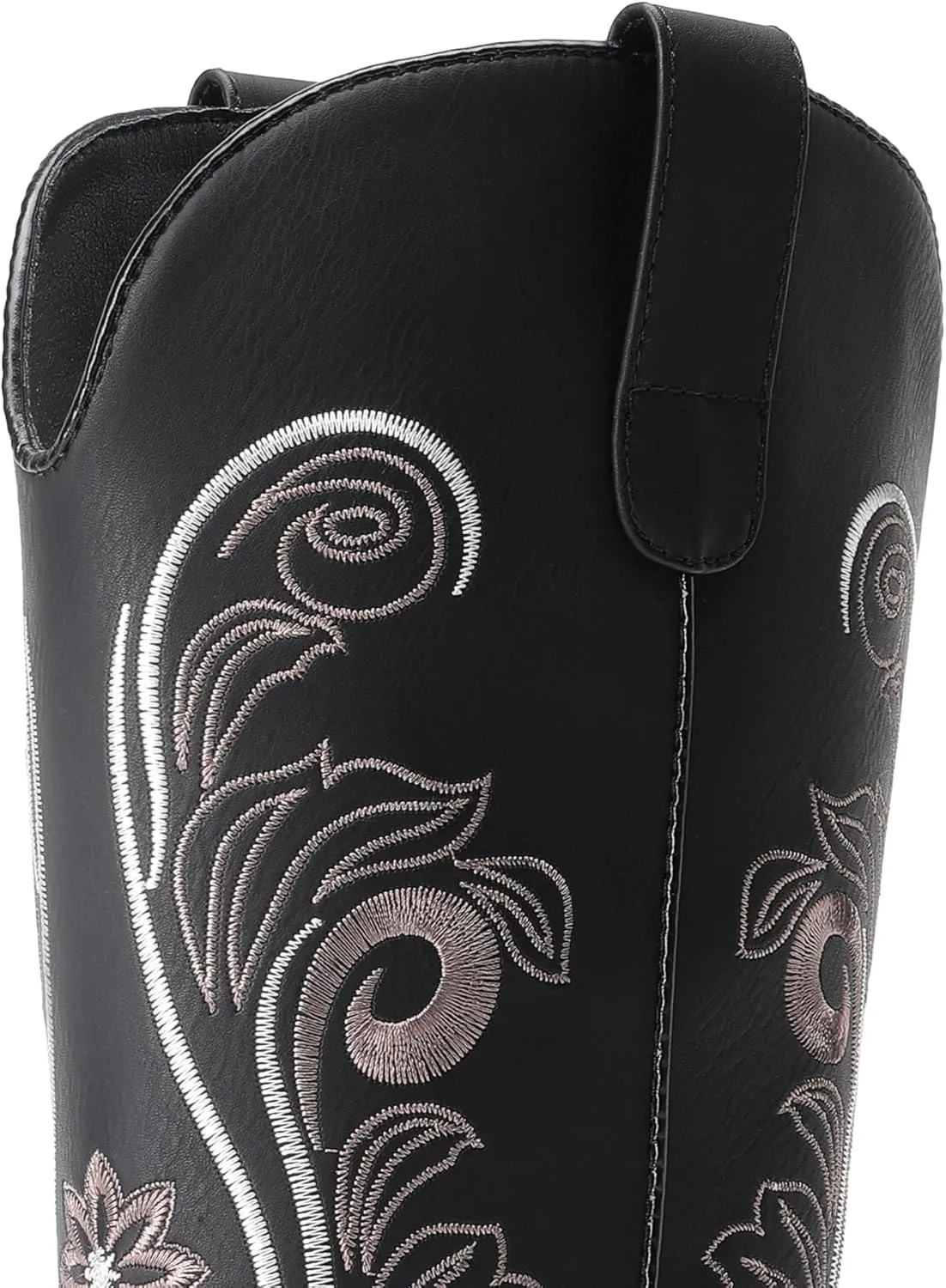 DREAM PAIRS Women's Cowboy Cowgirl Western Mid Calf Boots, Square Toe Embroidered Stitched Pull On Country Boots with Low Chunky Heel