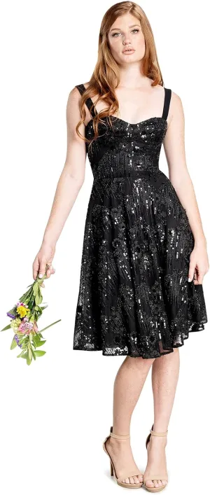 Dress the Population Women's Adelina Fit and Flare Midi Dress