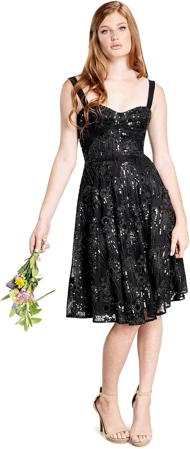 Dress the Population Women's Adelina Fit and Flare Midi Dress