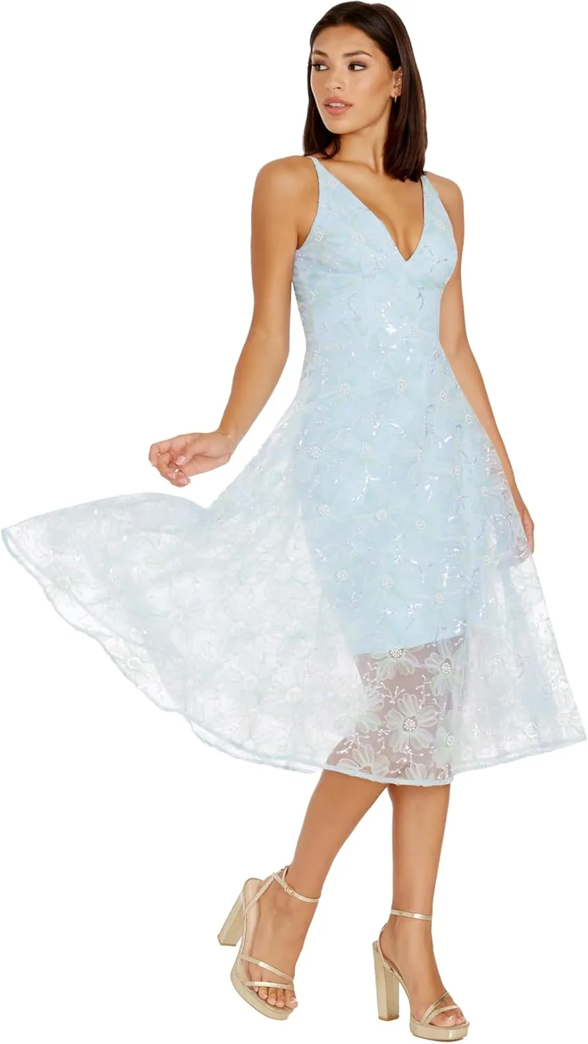 Dress the Population Women's Audrey Fit and Flare Midi Dress