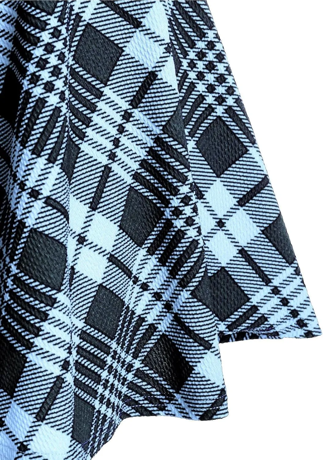 DRESSFO Women's Gothic Dress Plaid Print Lace-up Front Buckle Strap Dress Retro Empire Waist Dress Vintage 1950s Dresses