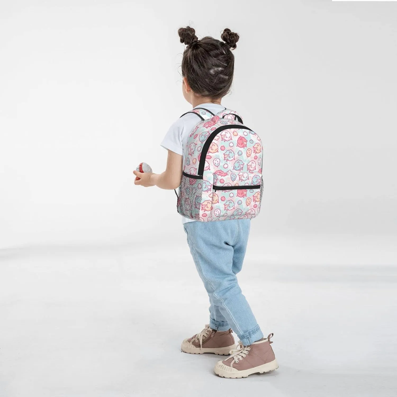 Dujiea 12" Kids Backpack Cute Sheep And Cotton Candy Toddler Backpack For Boys Girls, Preschool Kindergarten Schoolbag Nursery Children Travel Bag With Chest Strap