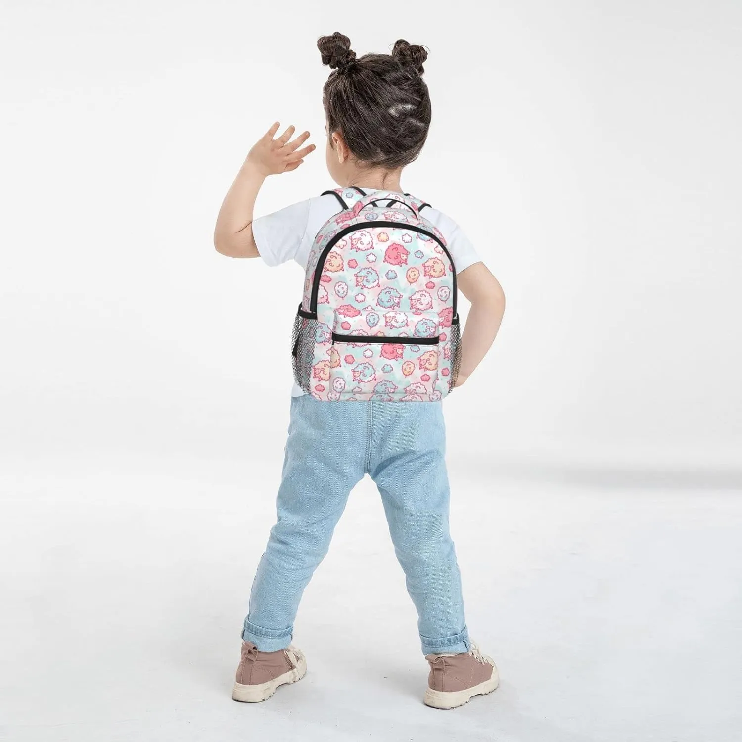 Dujiea 12" Kids Backpack Cute Sheep And Cotton Candy Toddler Backpack For Boys Girls, Preschool Kindergarten Schoolbag Nursery Children Travel Bag With Chest Strap