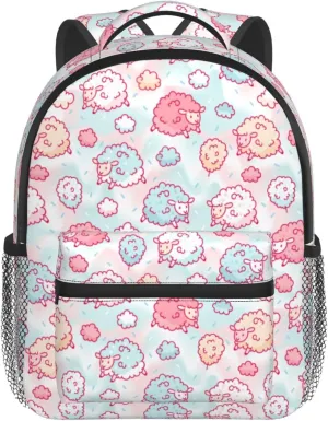 Dujiea 12" Kids Backpack Cute Sheep And Cotton Candy Toddler Backpack For Boys Girls, Preschool Kindergarten Schoolbag Nursery Children Travel Bag With Chest Strap