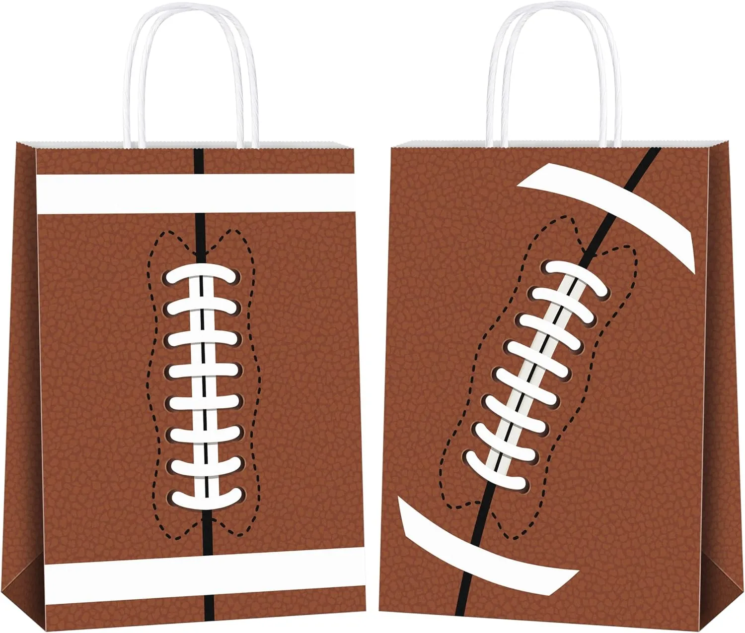 durony 16 Pieces Football Gift Bags with Handles Football Paper Goodie Bags Party Favor Treat Candy Snack Bag for Birthday Sport Themed Supplies