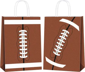 durony 16 Pieces Football Gift Bags with Handles Football Paper Goodie Bags Party Favor Treat Candy Snack Bag for Birthday Sport Themed Supplies