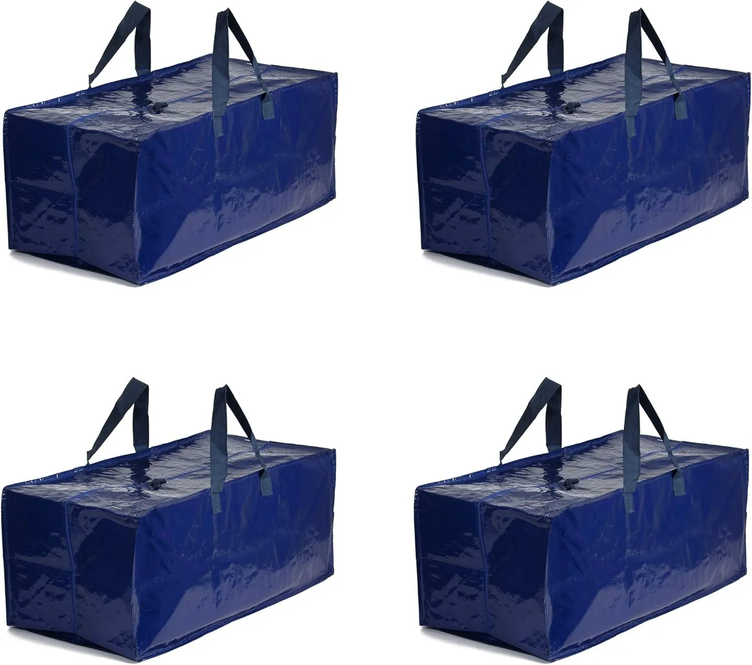 Earthwise Heavy Duty X-Large Moving Bags W/Backpack Straps Strong Handles & Zippers, Storage Totes For Space Saving, Fold Flat, Alternative to Moving Box (Blue - Set of 4)