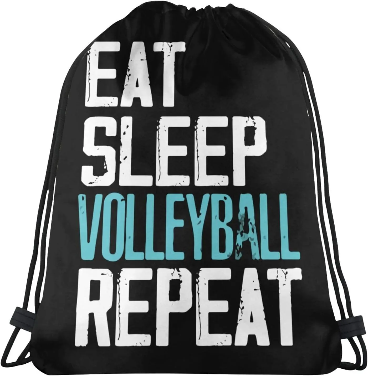 Eat Sleep Volleyball Repeat Drawstring Pack Beam Mouth Yoga Sackpack Shoulder Bags For Men/Women