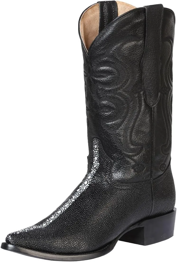 El Señor de los Cielos Cowboy Western Boots Leather Stingray Print Black SR99