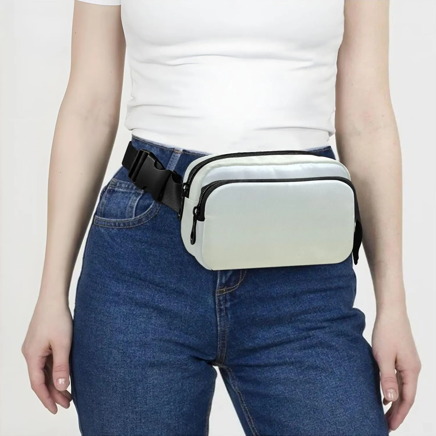Elegant Blue Light Goldenrod Yellow Gradient Women Fanny Pack Hip Bag Belt Purse Waterproof Bright Crossbody Waist Bag