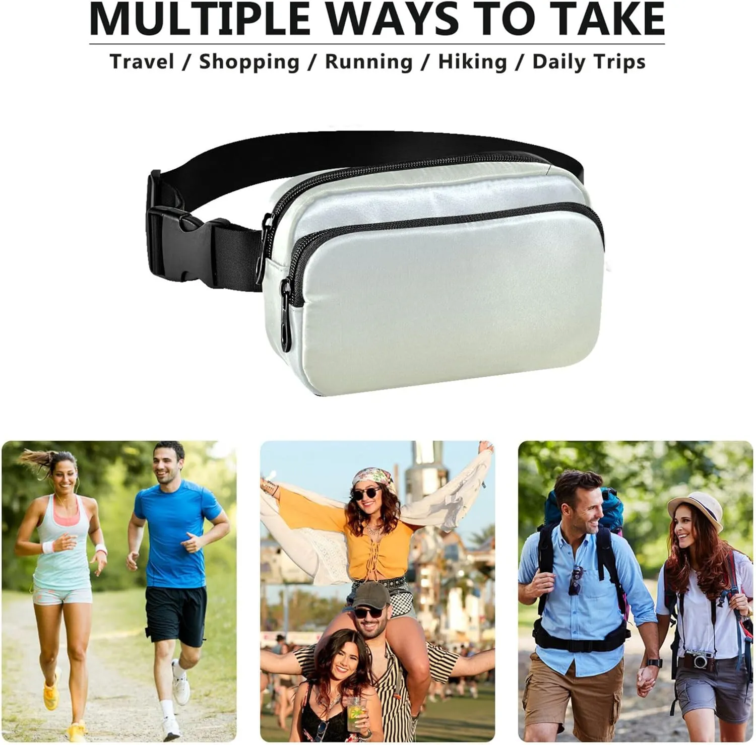 Elegant Blue Light Goldenrod Yellow Gradient Women Fanny Pack Hip Bag Belt Purse Waterproof Bright Crossbody Waist Bag