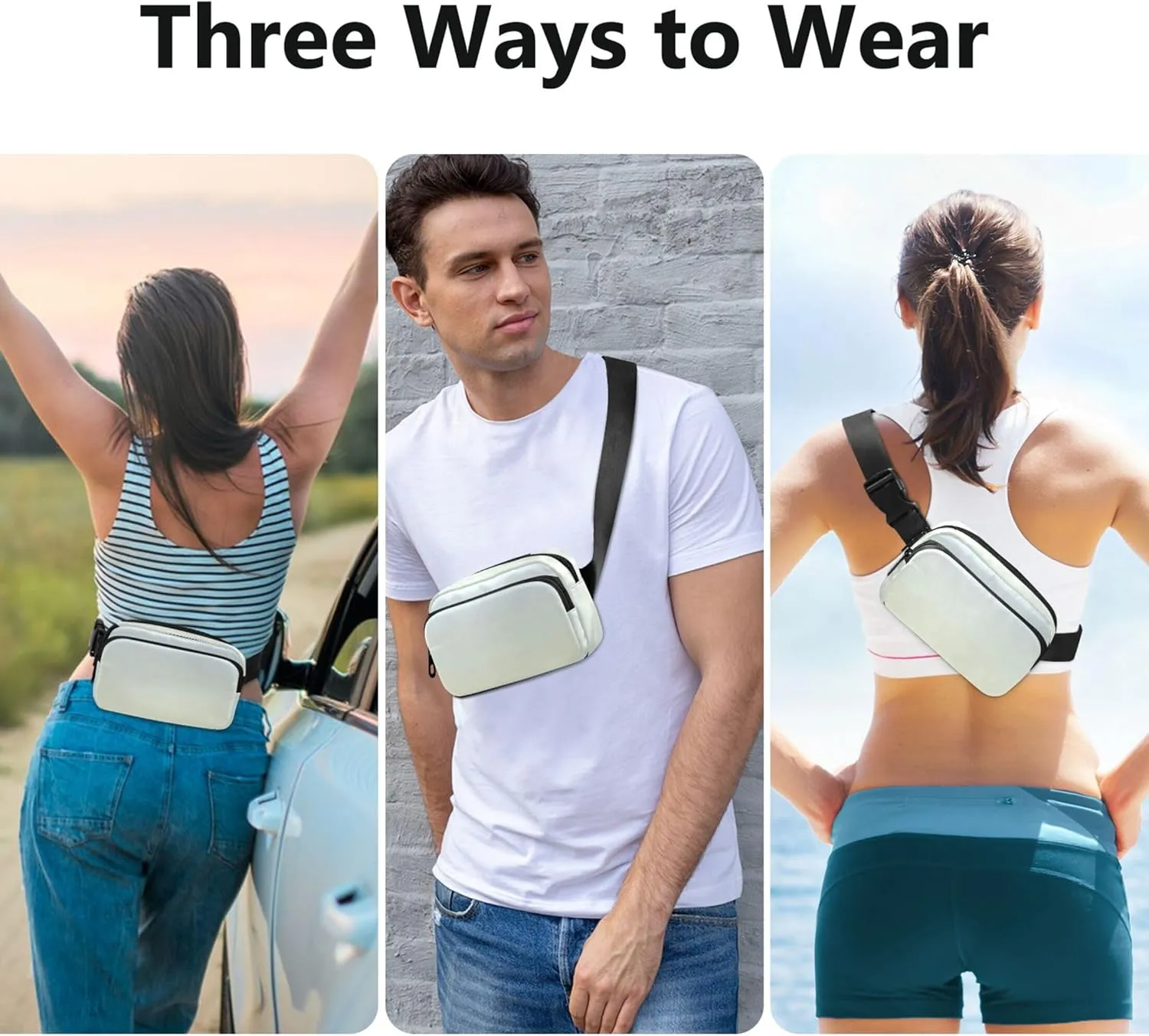 Elegant Blue Light Goldenrod Yellow Gradient Women Fanny Pack Hip Bag Belt Purse Waterproof Bright Crossbody Waist Bag