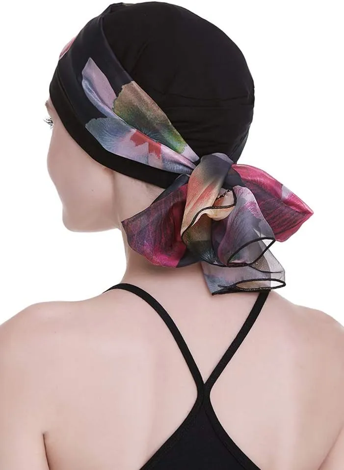 Elegant Chemo Cap with Silky Scarfs for Cancer Women Hair Loss Sleep Beanie