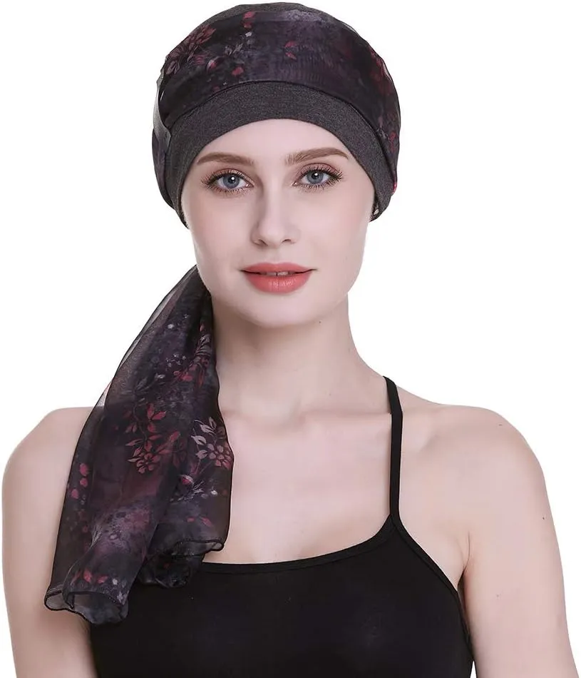 Elegant Chemo Cap with Silky Scarfs for Cancer Women Hair Loss Sleep Beanie