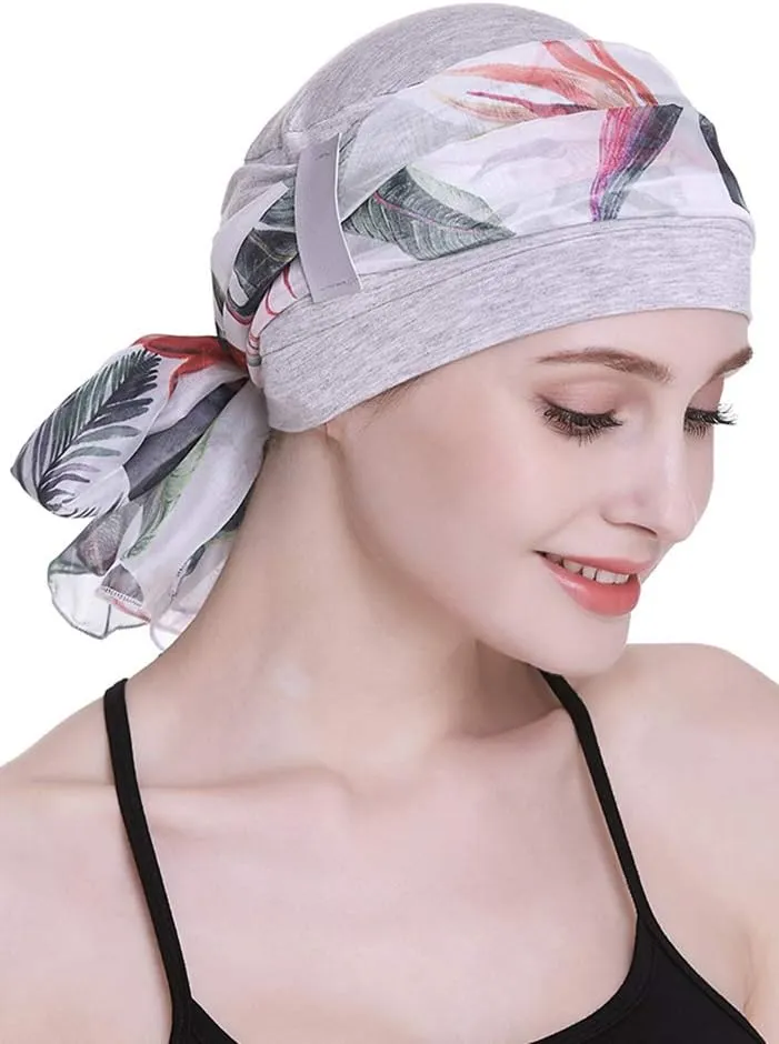 Elegant Chemo Cap with Silky Scarfs for Cancer Women Hair Loss Sleep Beanie