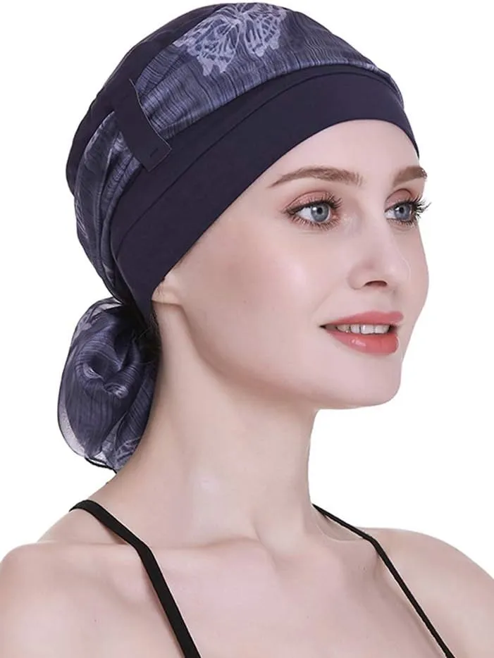 Elegant Chemo Cap with Silky Scarfs for Cancer Women Hair Loss Sleep Beanie