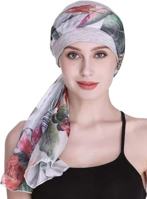Elegant Chemo Cap with Silky Scarfs for Cancer Women Hair Loss Sleep Beanie
