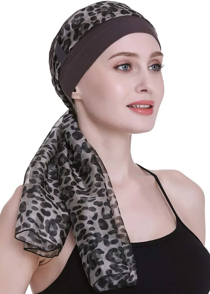 Elegant Chemo Cap with Silky Scarfs for Cancer Women Hair Loss Sleep Beanie