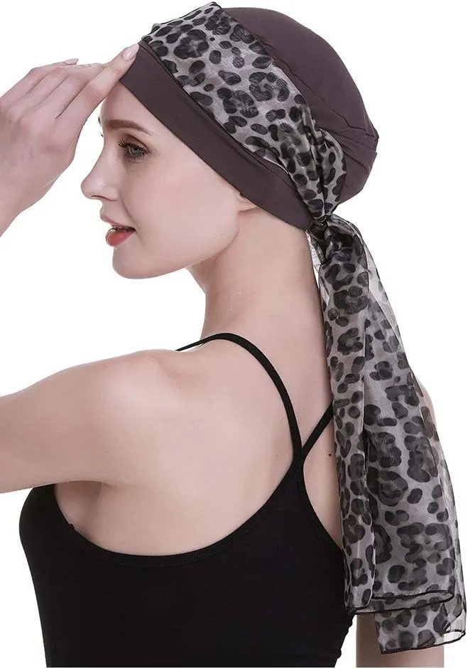 Elegant Chemo Cap with Silky Scarfs for Cancer Women Hair Loss Sleep Beanie