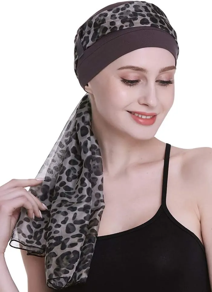 Elegant Chemo Cap with Silky Scarfs for Cancer Women Hair Loss Sleep Beanie
