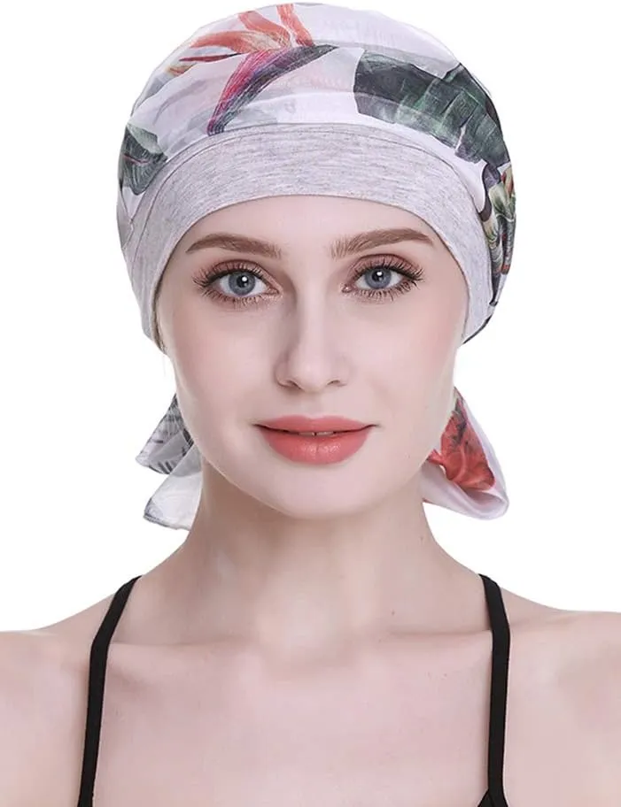Elegant Chemo Cap with Silky Scarfs for Cancer Women Hair Loss Sleep Beanie