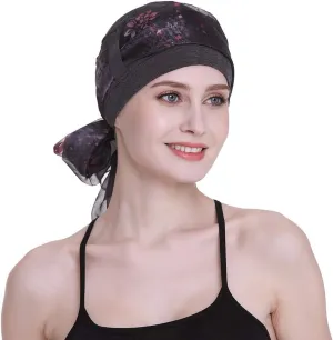 Elegant Chemo Cap with Silky Scarfs for Cancer Women Hair Loss Sleep Beanie