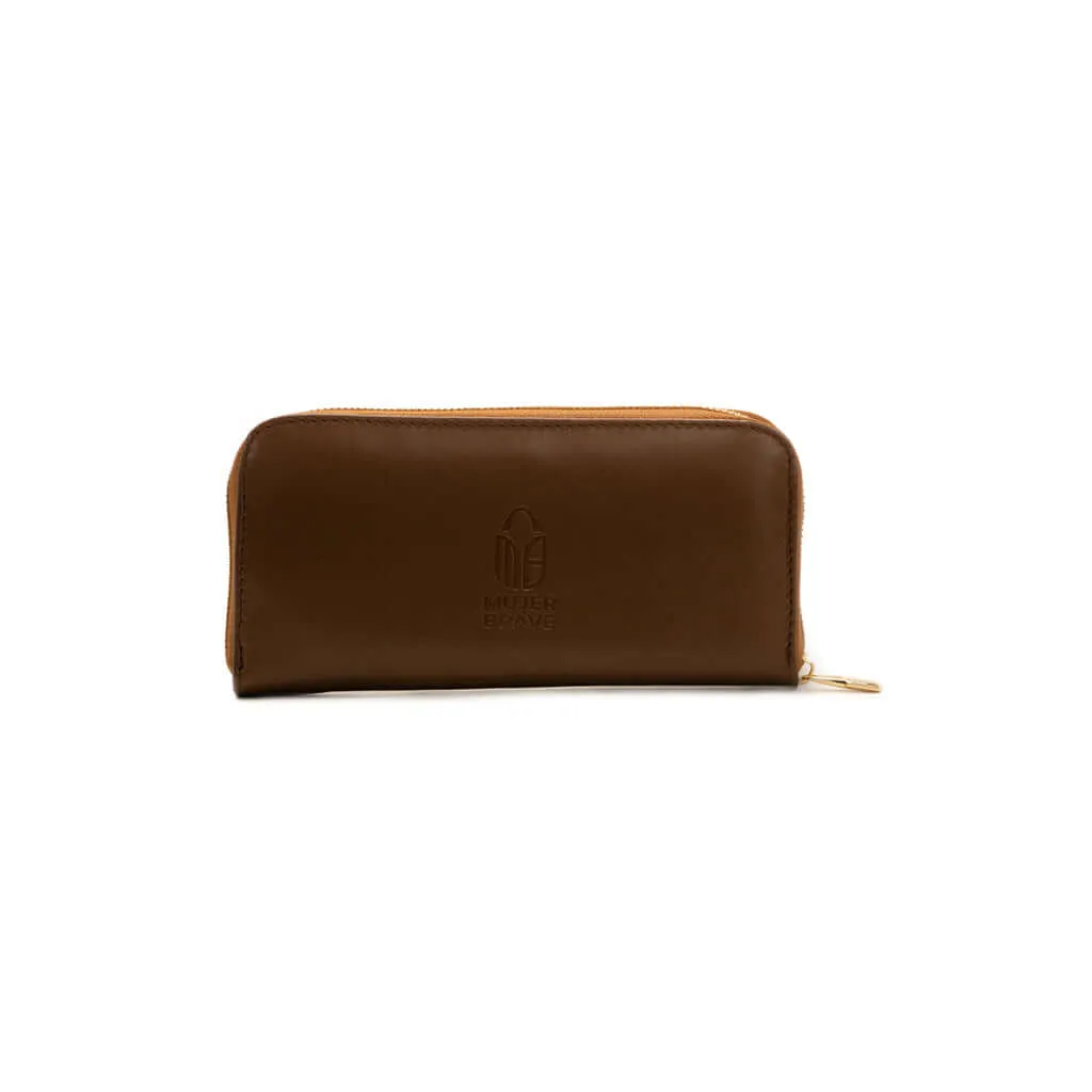 Elena Wallet - Brown Leather Embroidered Wallet