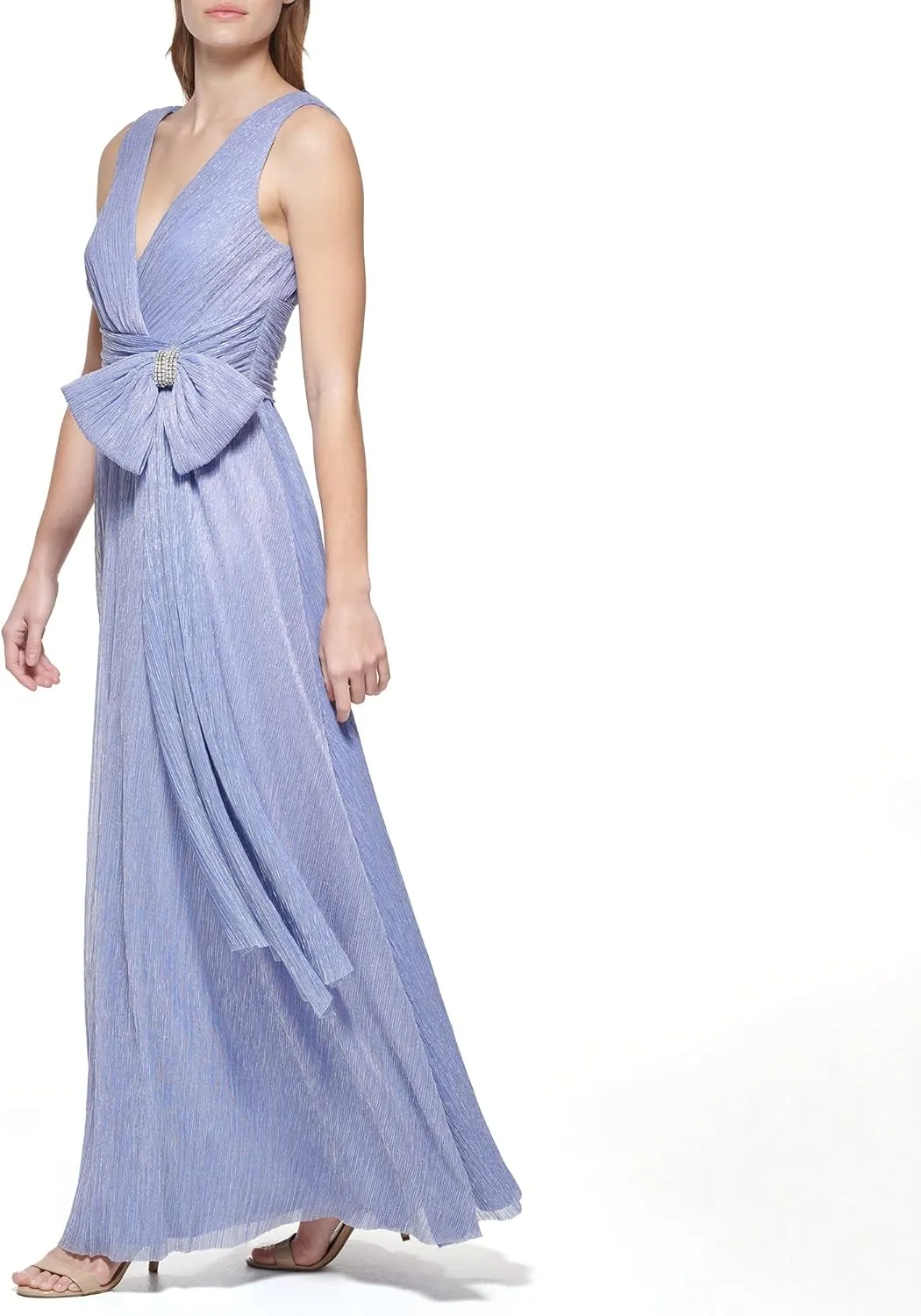 Eliza J Women's Gown Style Bow Detail Sleeveless Vneck Dress