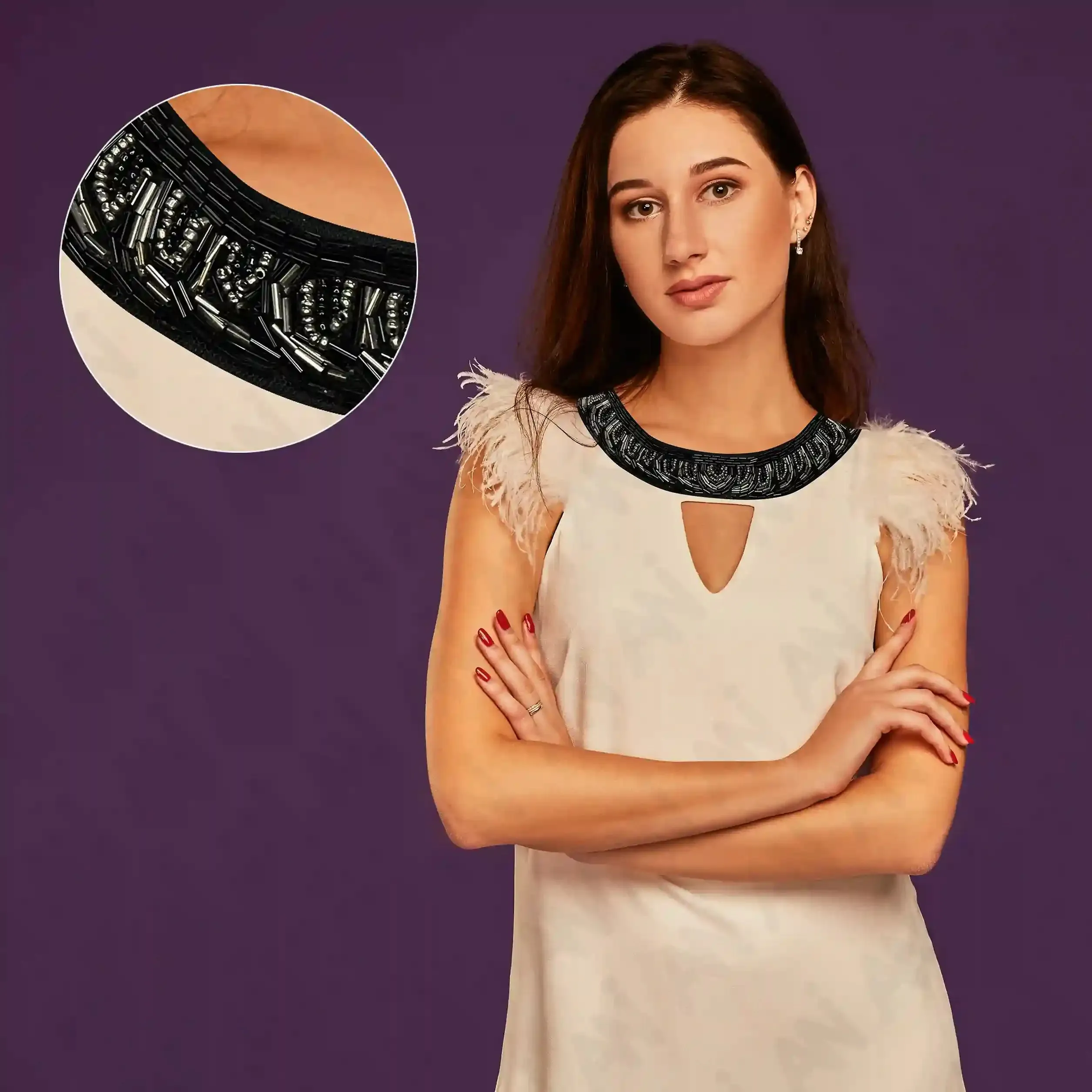 Embellished Beaded Neckline