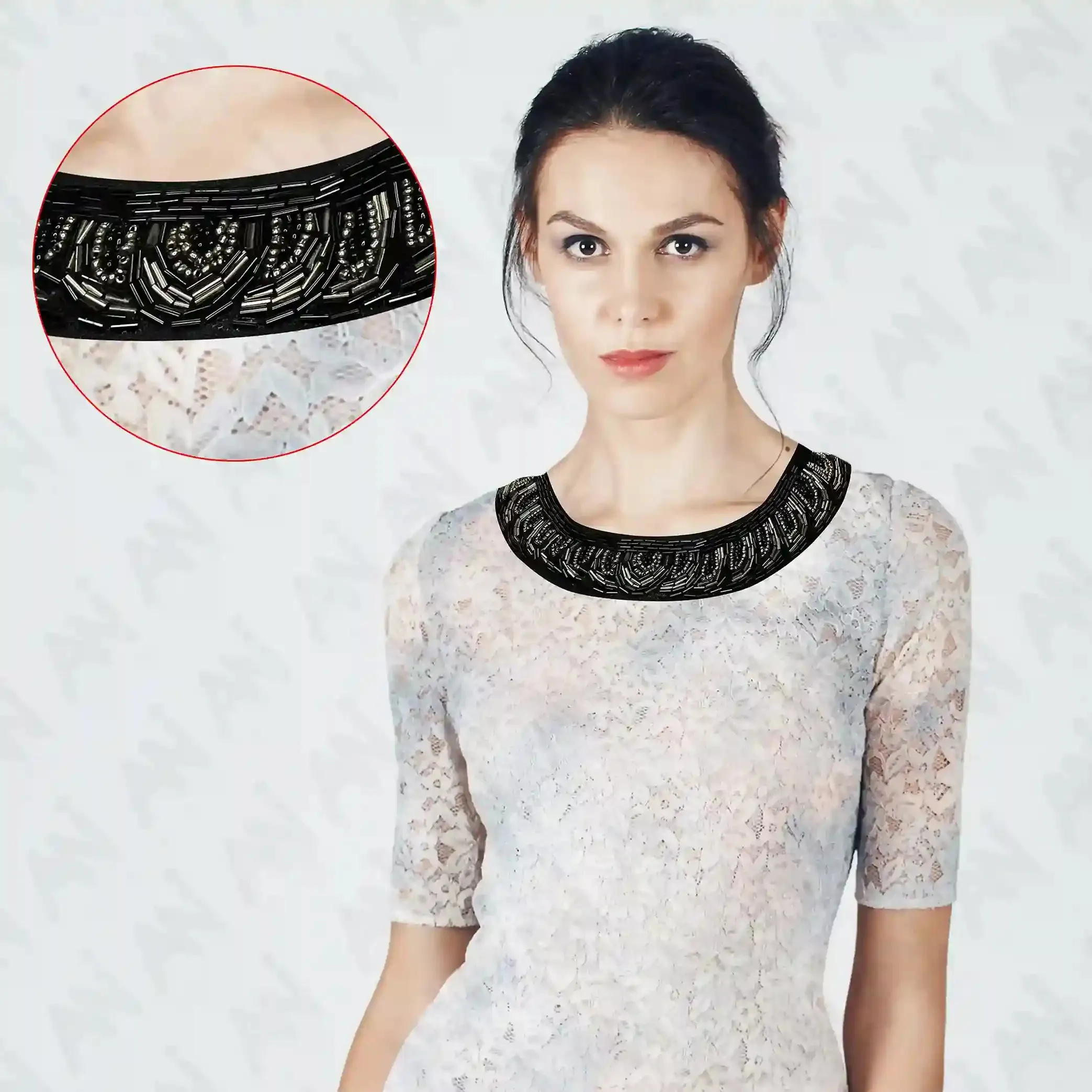 Embellished Beaded Neckline