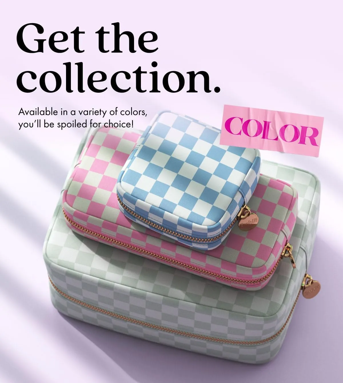 Embla Makeup Bag Travel Cosmetics Pouch and Toiletry Bag, Nylon Zipper Pouch Purse, Cute Make Up Organizer Storage Tote for Women Girls, Travel Skincare Case, Large Makeup Case, Dusty Rose Checkered
