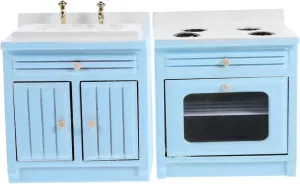 ERINGOGO Miniature Kitchen Sink Stove Set 1/12 Scale Dollhouse Props Fine Craftsmanship