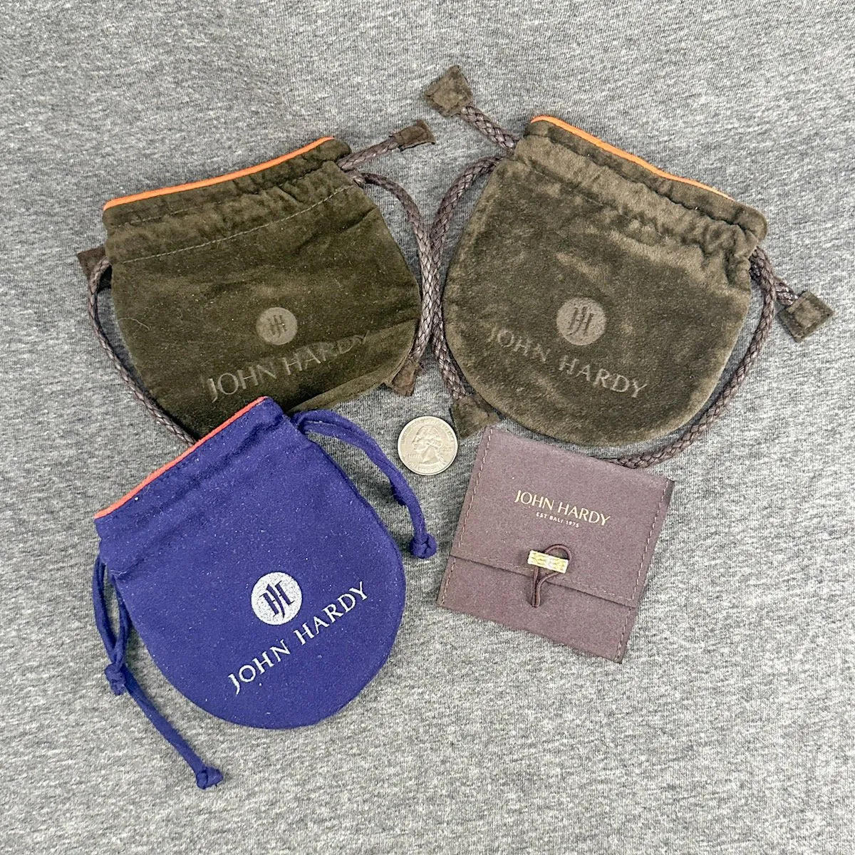 Estate John Hardy 3 Drawstring Pouches & Envelope (Empty)