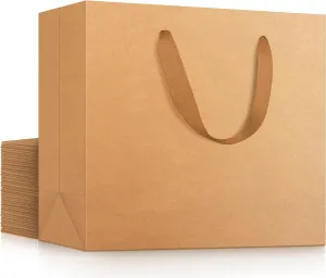 EUSOAR Gift Wrap Bags with Handles, 20 Pack 10.6x3.1x8.3 inches Small Kraft Paper Bags in Bulk, Heavy Duty Totes for Wedding, Grocery, Boutique, Retail, Business, Party Favors Birthdays