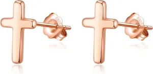 EVER FAITH 925 Sterling Silver Mini Cross Stud Earrings Fashion Minimalist Tiny Jewelry for Women Teen