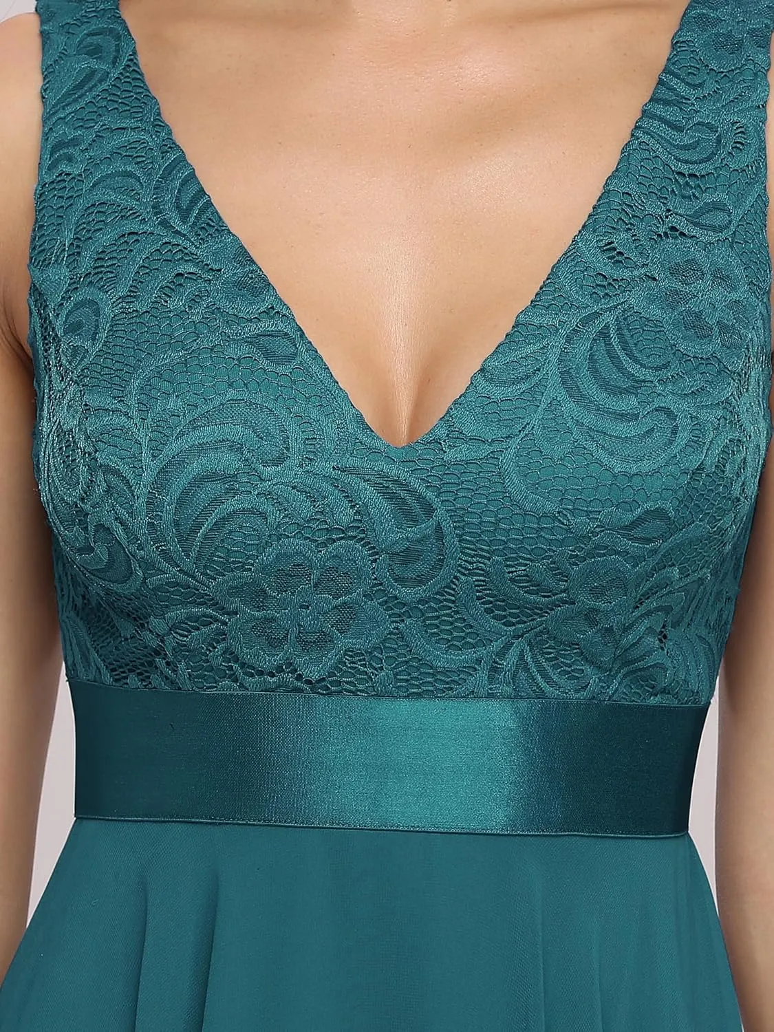 Ever-Pretty Women's Vintage V Neck Irregular Hem Lace A Line Chiffon Cocktail Dresses 00207